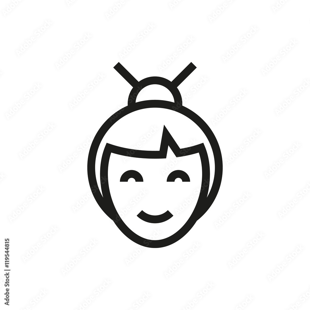 Asian woman portrait icon on white background Asian woman portrait icon on white background
