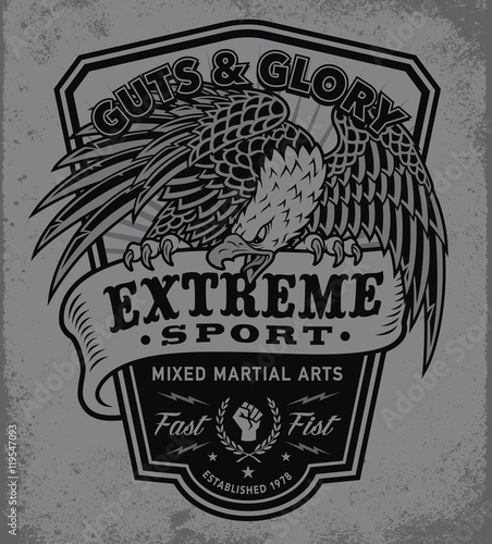 Extreme sport eagle crest shield t-shirt graphic