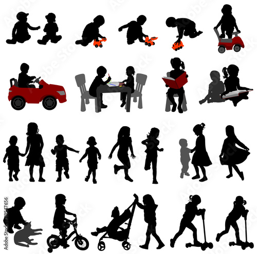 toddlers and kids silhouettes - vector