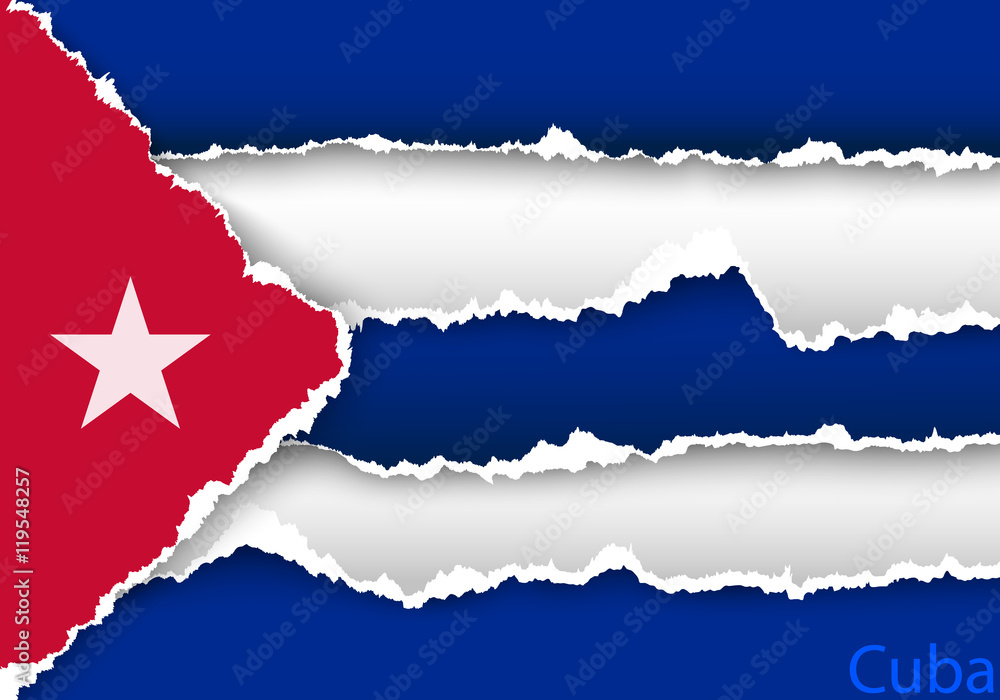 Obraz premium design flag cuba from torn papers with shadows