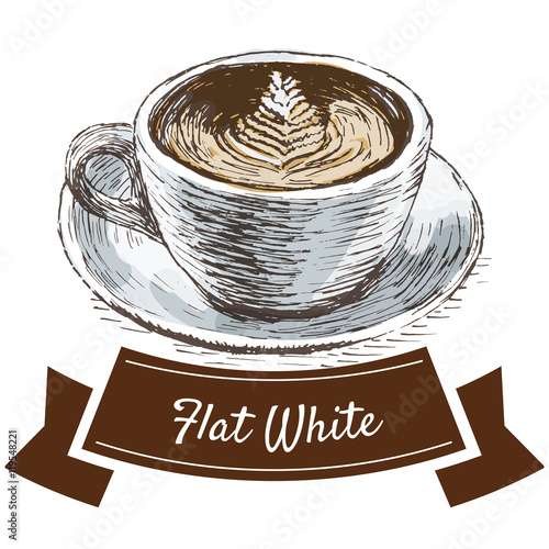 Vector illustration colorful set with flat white coffee photo