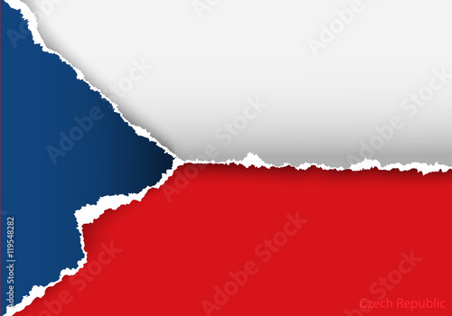 design flag czech republic from torn papers with shadows