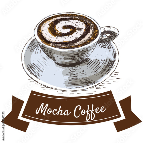 Vector illustration colorful set with mocha coffee
