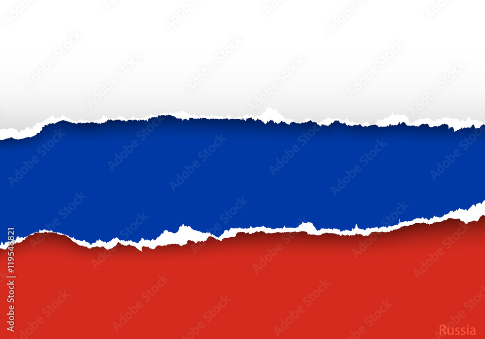 design flag russia from torn papers with shadows