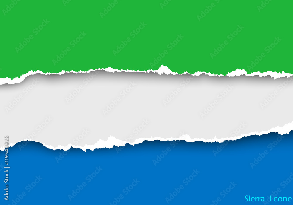 design flag sierra leone from torn papers with shadows
