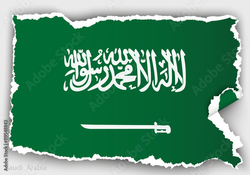 design flag saudi arabia from torn papers with shadows