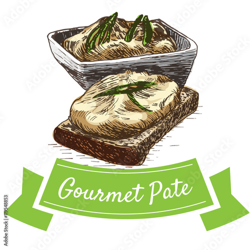 Vector illustration colorful set with gourmet pate