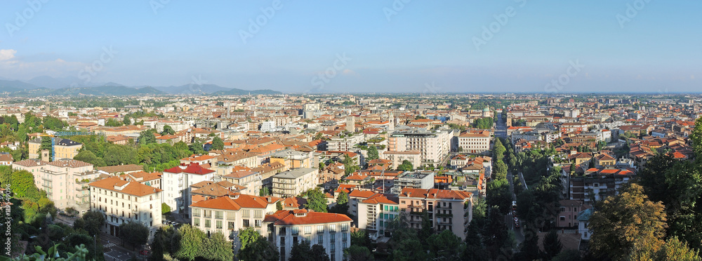 Bergamo - Old city (Citta Alta). One of the beautiful city in Italy. Lombardia. Landscape on the new city and downtown.