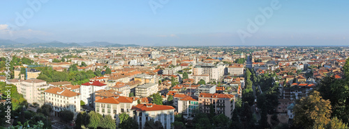 Bergamo - Old city (Citta Alta). One of the beautiful city in Italy. Lombardia. Landscape on the new city and downtown.