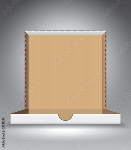 Empty open pizza box vector illustration template for advertising