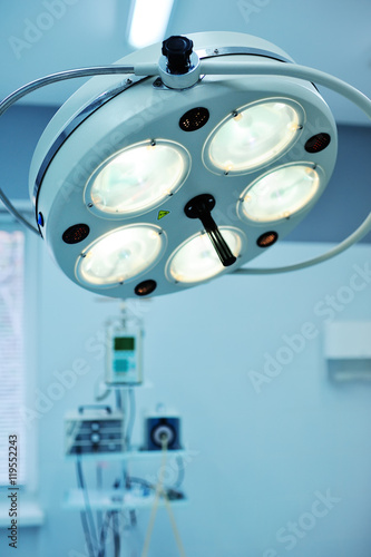 surgical lamp close-up on the background of the operating