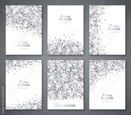 Set of White and Silver Banners