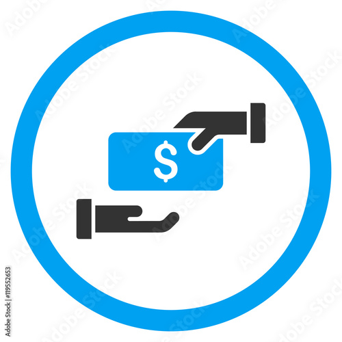 Bribe rounded icon. Vector illustration style is flat iconic bicolor symbol, blue and gray colors, white background.