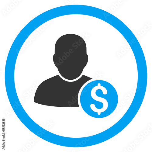 Businessman rounded icon. Vector illustration style is flat iconic bicolor symbol, blue and gray colors, white background.