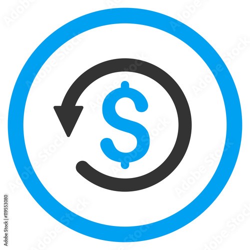 Chargeback rounded icon. Vector illustration style is flat iconic bicolor symbol, blue and gray colors, white background.
