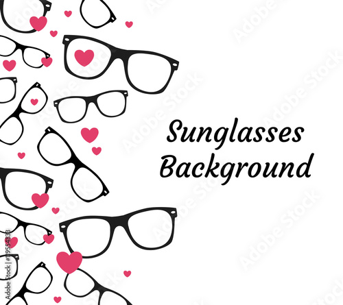 sunglasses and hearts vector background