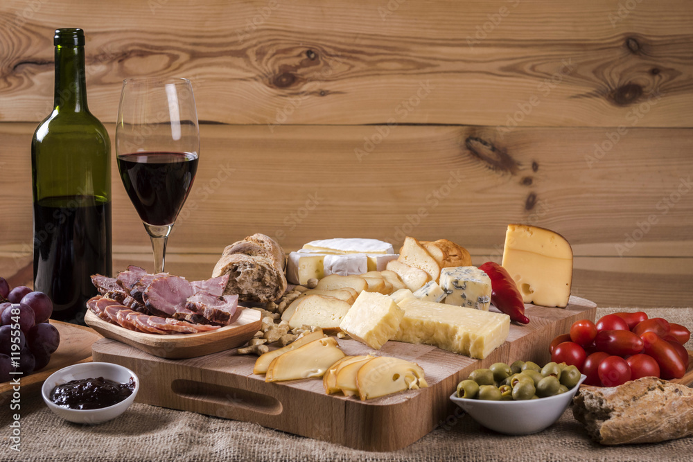 cheese platter and wine - a light snack
