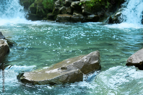 Clear river in the Carpathian mountains