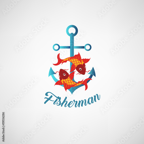 Vector illustration of nautical anchor. Symbol of sailors, sail, cruise and sea. Travel design. Icon and design element
