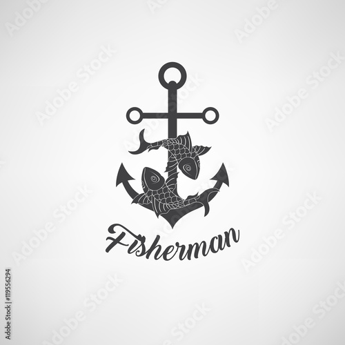 Vector illustration of nautical anchor. Symbol of sailors, sail, cruise and sea. Travel design. Icon and design element