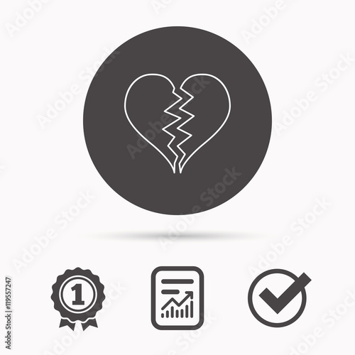 Broken heart icon. Divorce sign.