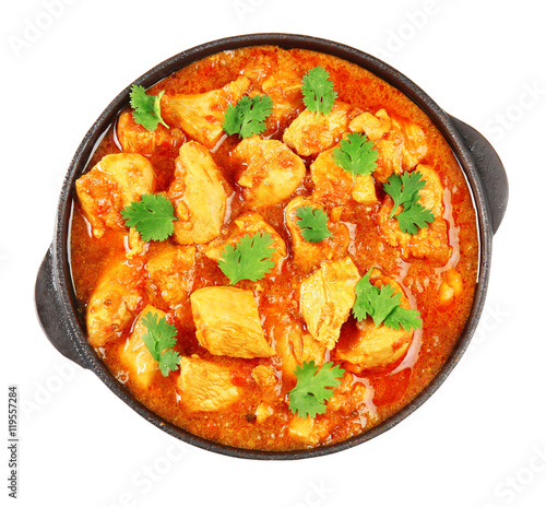 Chicken curry on a white background