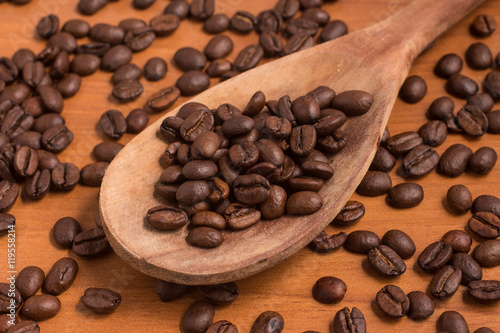 Coffee Beans into a spoon