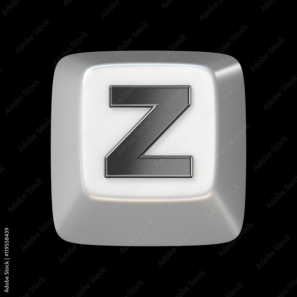 Computer keyboard key FONT. Letter Z 3D