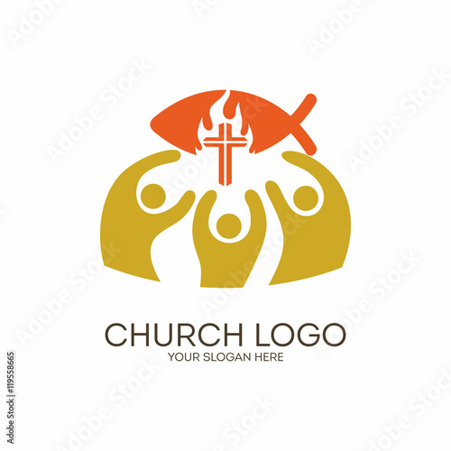 Church logo. Christian symbols. Unity in Jesus Christ.