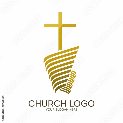 Church logo. Christian symbols. Jesus cross.