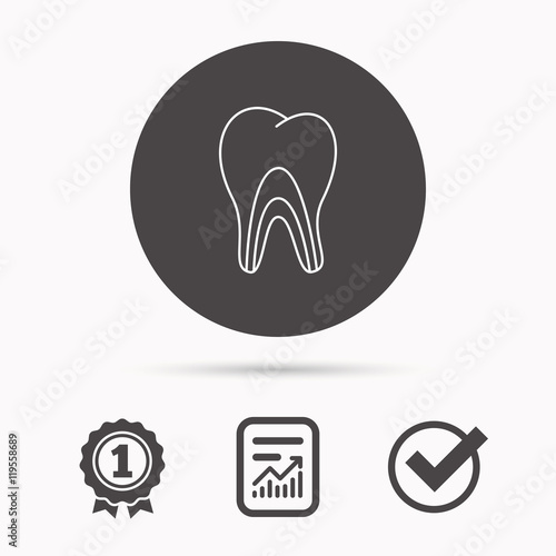 Dentinal tubules icon. Tooth medicine sign.