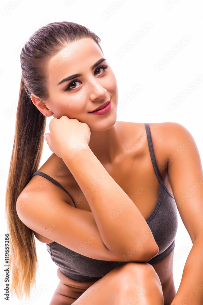 Portrait of young girl face after training Portrait of young girl face after training