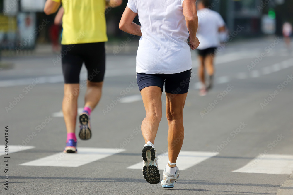 two athlete runners at the marathon distance