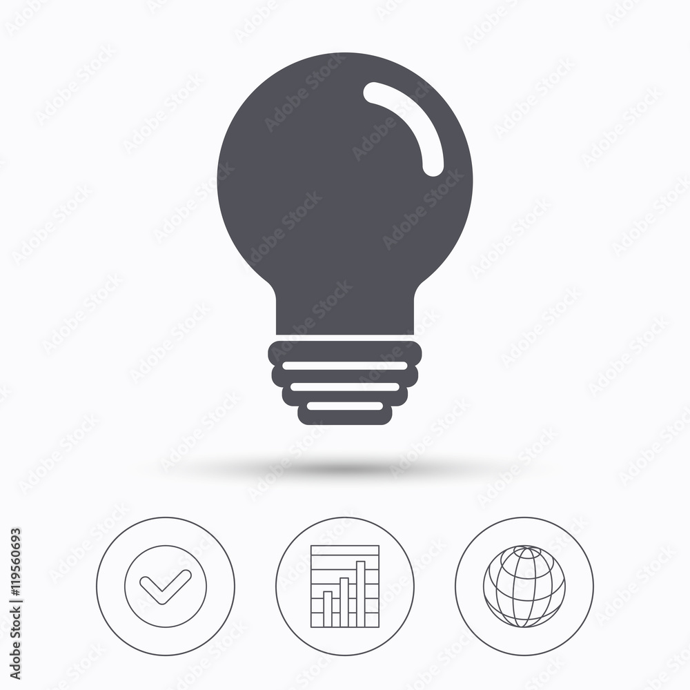 Light bulb icon. Lamp illumination sign. Light bulb icon. Lamp illumination sign.