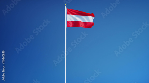 Fotografie Austria flag waving against clean blue sky, long shot, isolated with clipping ma