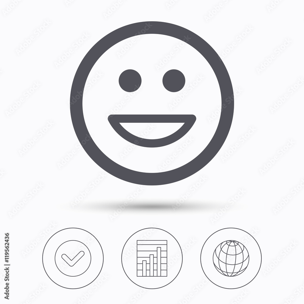 Fototapeta premium Happy smile icon. Smiley laugh emoticon sign.