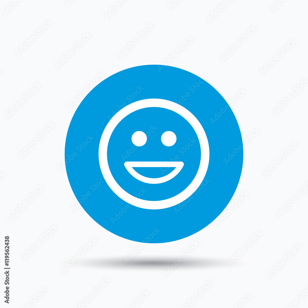 Happy smile icon. Smiley laugh emoticon sign. Happy smile icon. Smiley laugh emoticon sign.