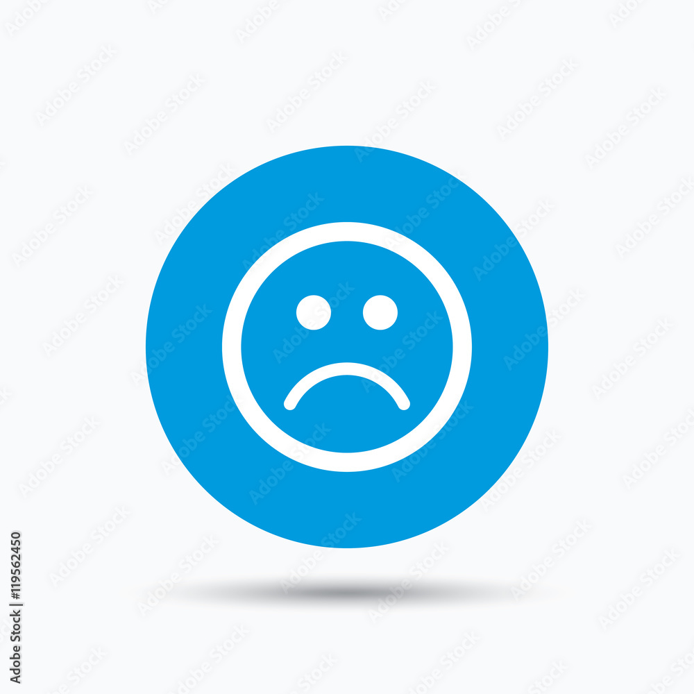 Sad smiley icon. Bad feedback sign.