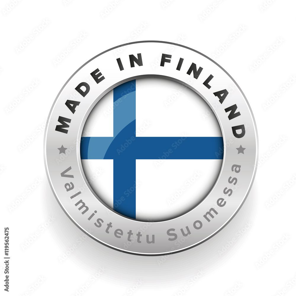 Fototapeta premium Made in Finland button with finnish translation