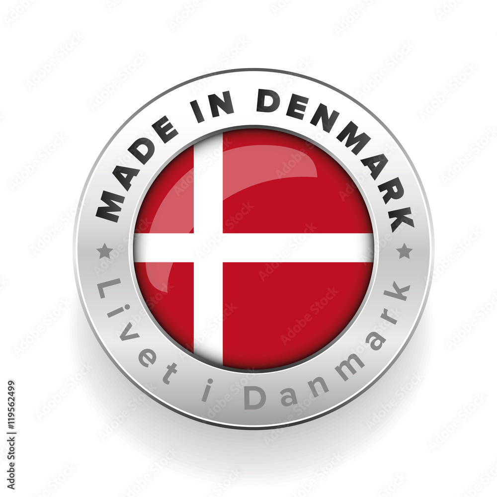 Obraz premium Made in Denmark button with danish translation
