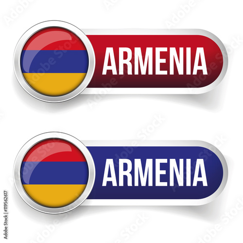 Armenia flag silver button