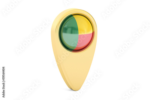 Free Download map pointer with flag of Benin, 3D rendering - GFXLoad