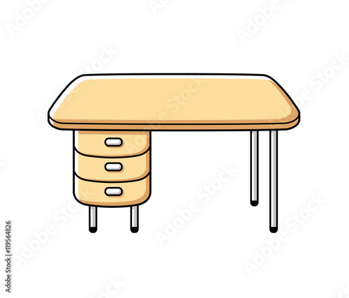 Empty office desk cartoon icon isolated.Empty office desk cartoon icon isolated.