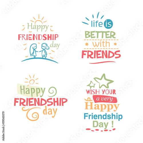 Happy Friendship day vector typographic colorful design.