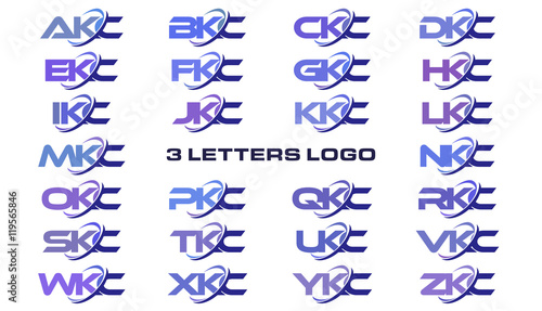 3 letters modern generic swoosh logo AKC, BKC, CKC, DKC, EKC, FKC, GKC, HKC, IKC, JKC, KKC, LKC, MKC, NKC, OKC, PKC, QKC, RKC, SKC, TKC, UKC, VKC, WKC, XKC, YKC, ZKC photo