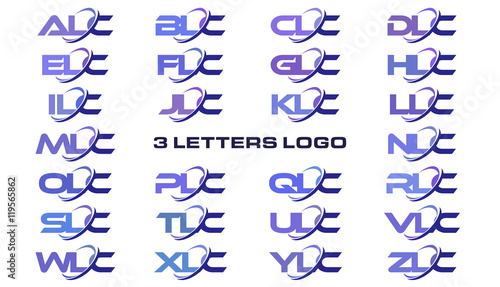 3 letters modern generic swoosh logo ALC, BLC, CLC, DLC, ELC, FLC, GLC, HLC, ILC, JLC, KLC, LLC, MLC, NLC, OLC, PLC, QLC, RLC, SLC, TLC, ULC, VLC, WLC, XLC, YLC, ZLC
