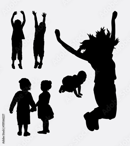 Children happy and healthy silhouette. Good use for symbol, logo, web icon, sign, sticker design, mascot, or any design you want.
