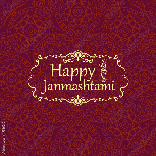 Happy janmashtami, Indian feast of the birth of Krishna. Greetin