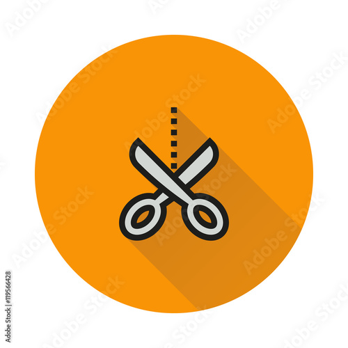 Scissors icon on round background