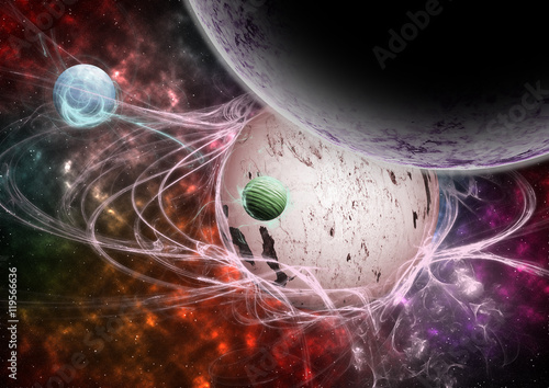 Fototapeta Naklejka Na Ścianę i Meble -  Planets and nebula outer space